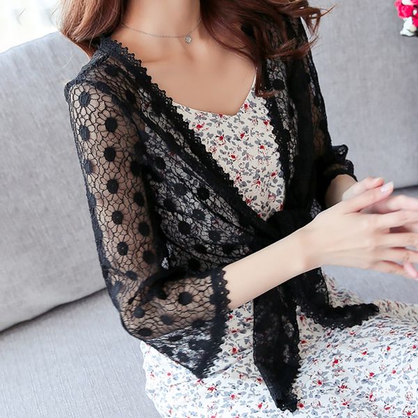 summer polka dot cardigan women simple long sleeve thin mesh tshirt cute sweet girl loose v collar t-shirt, White
summer polka dot cardigan women simple long sleeve thin mesh tshirt cute sweet girl loose v collar t-shirt, White