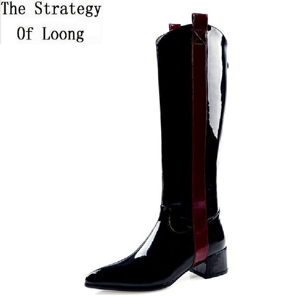 spring autumn plus size 41 42 wild bling women patent leather long western boots lady patchwork knee-high knight boots 191118, Black
spring autumn plus size 41 42 wild bling women patent leather long western boots lady patchwork knee-high knight boots 191118, Black