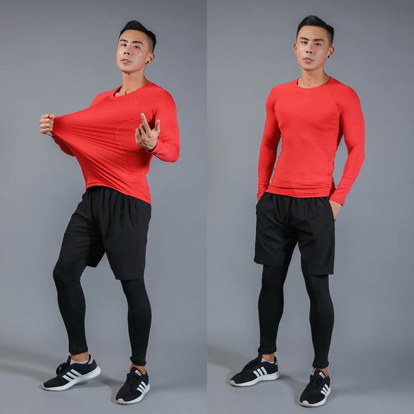 men's compression clothing men t-shirt + leggings rashgard long sleeved base kit for man fitness workout thermal underwear, Black;blue
men's compression clothing men t-shirt + leggings rashgard long sleeved base kit for man fitness workout thermal underwear, Black;blue