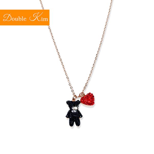 small bear love heart pendant necklace titanium stainless steel chain necklace inlaid zircon fashion trendy women jewelry, Silver
small bear love heart pendant necklace titanium stainless steel chain necklace inlaid zircon fashion trendy women jewelry, Silver