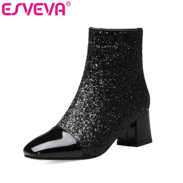 esveva 2020 women shoes ankle boots pointed toe elegant pu leather high heel zipper bling motorcycle platform boot size 34-39, Black
esveva 2020 women shoes ankle boots pointed toe elegant pu leather high heel zipper bling motorcycle platform boot size 34-39, Black