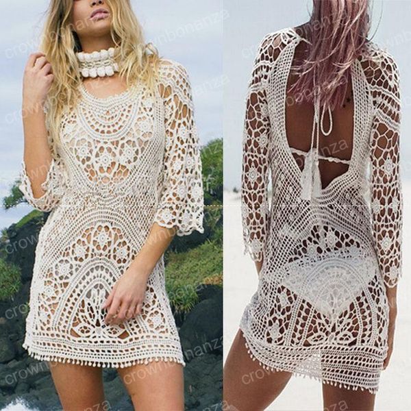 fashion women bathing suit lace crochet bikini cover up swimwear summer beach dress white boho hollow knit swimsuit, White;black
fashion women bathing suit lace crochet bikini cover up swimwear summer beach dress white boho hollow knit swimsuit, White;black