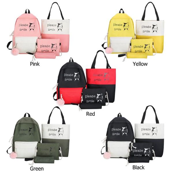 4pcs fashion canvas women backpack hit color cartoon letters shoulder messenger handle bags school student casual clutch
4pcs fashion canvas women backpack hit color cartoon letters shoulder messenger handle bags school student casual clutch
