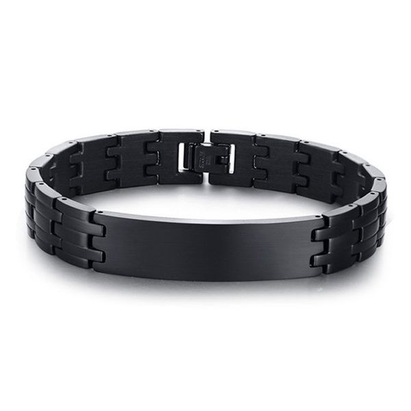 yo12mm personalized stainless steel bracelets for men gifts jewelry, Black