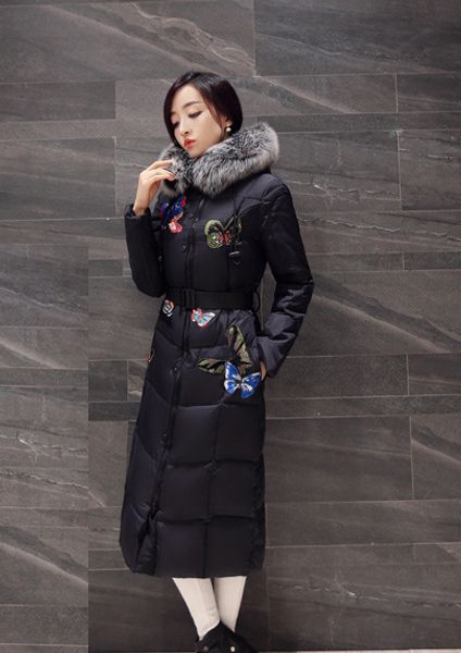 new parkas for women winter jacket duck down coat fur collar thick butterfly embroidery abrigos mujer lx390, Black
new parkas for women winter jacket duck down coat fur collar thick butterfly embroidery abrigos mujer lx390, Black