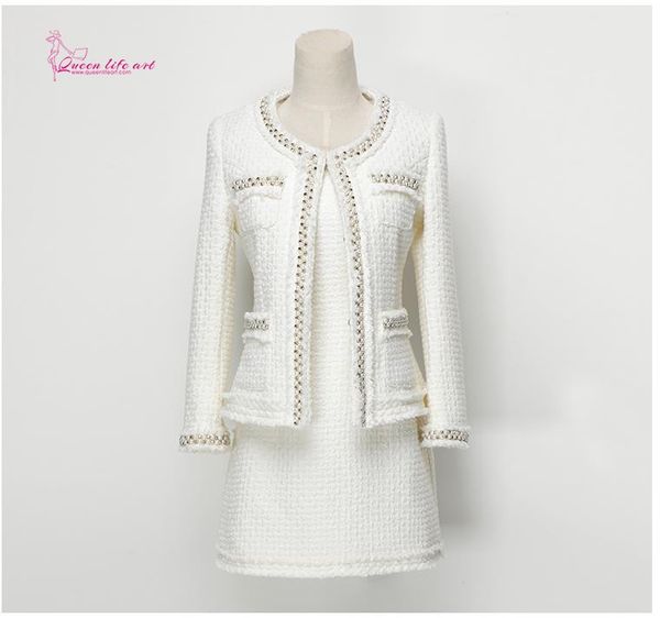 queenlifeart" 2018 classic dress white coat two-piece outfit black skirt set women long sleeve office casual pencil dress, Gray
queenlifeart" 2018 classic dress white coat two-piece outfit black skirt set women long sleeve office casual pencil dress, Gray
