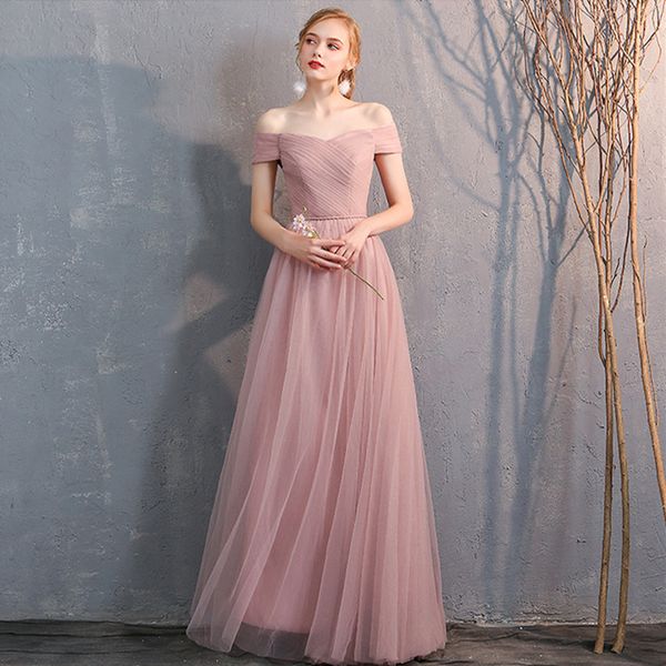 off shoulder tulle long bridesmaid dresses blush pink wedding guest dress lace up 2020 robe demoiselle d'honneur, White;pink
off shoulder tulle long bridesmaid dresses blush pink wedding guest dress lace up 2020 robe demoiselle d'honneur, White;pink