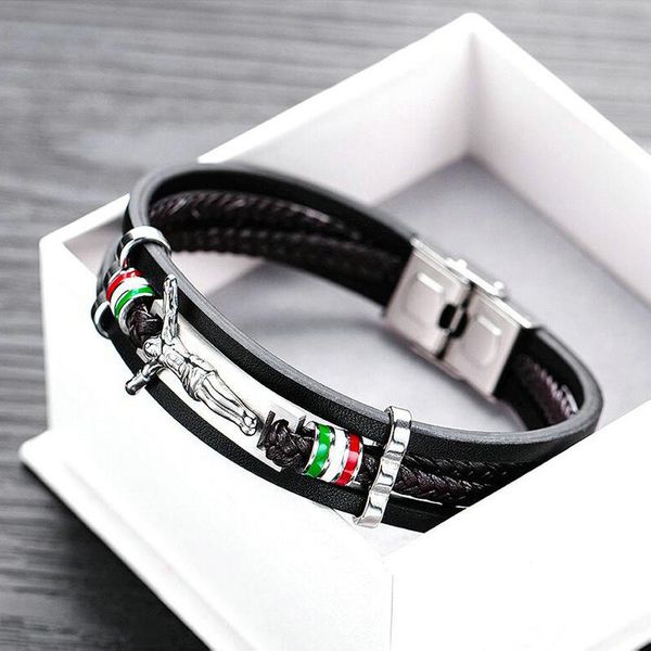 stainless steel leather bracelet jesus cross cowhide bracelet vintage multi-layer braided leather, Golden;silver
stainless steel leather bracelet jesus cross cowhide bracelet vintage multi-layer braided leather, Golden;silver