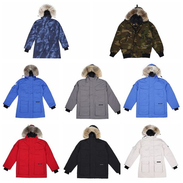 Men parka winter canada now mantra 5 goo e down parka with hood nowdome jacket real raccoon collar white duck outerwear coat, Black