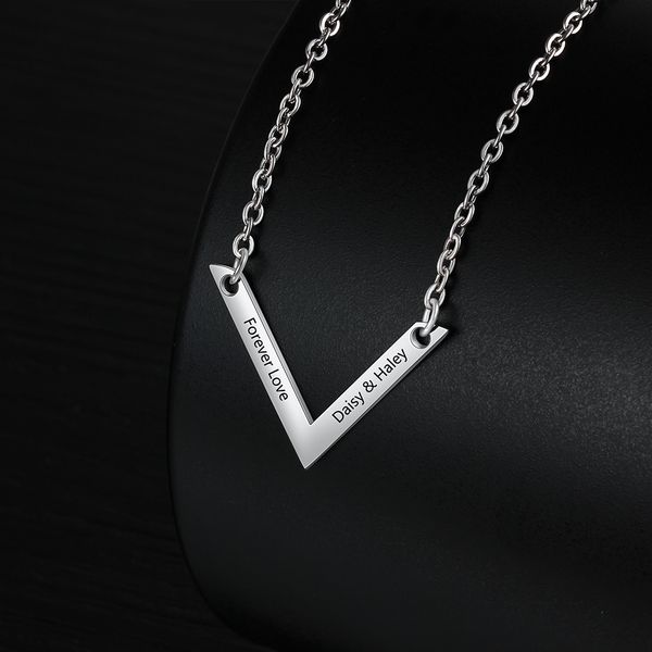 elegant v letter necklace silver color with engraved name angled bar necklaces & pendants stainless steel chain
elegant v letter necklace silver color with engraved name angled bar necklaces & pendants stainless steel chain