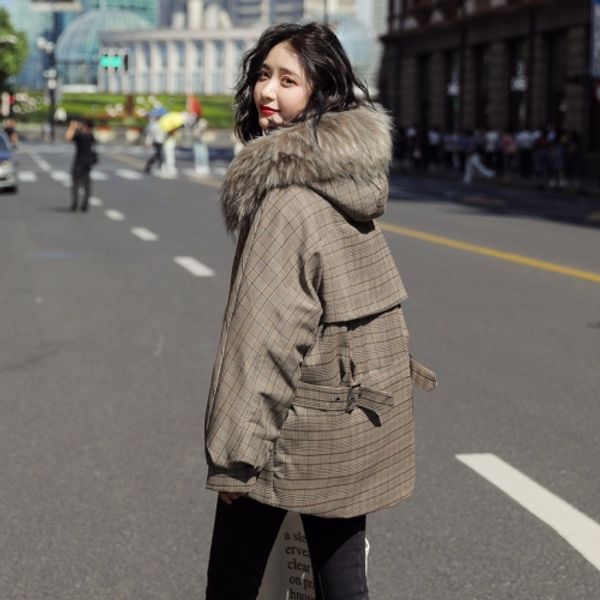 new down jacket women's check short bread jacket small net red cotton coat, Black
new down jacket women's check short bread jacket small net red cotton coat, Black