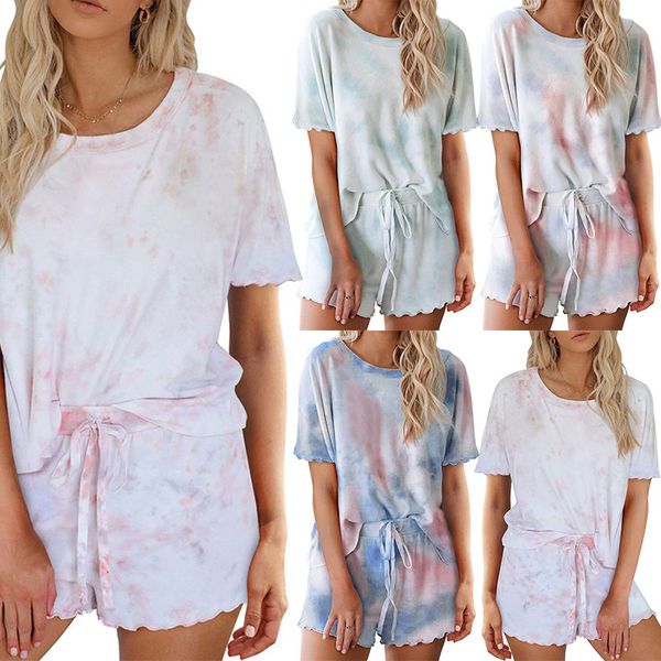 running jackets women pajamas set short sleeve ruffle shorts loungewear nightwear sportwear 2 piece tie dye printed sleepwear, Black;red
running jackets women pajamas set short sleeve ruffle shorts loungewear nightwear sportwear 2 piece tie dye printed sleepwear, Black;red