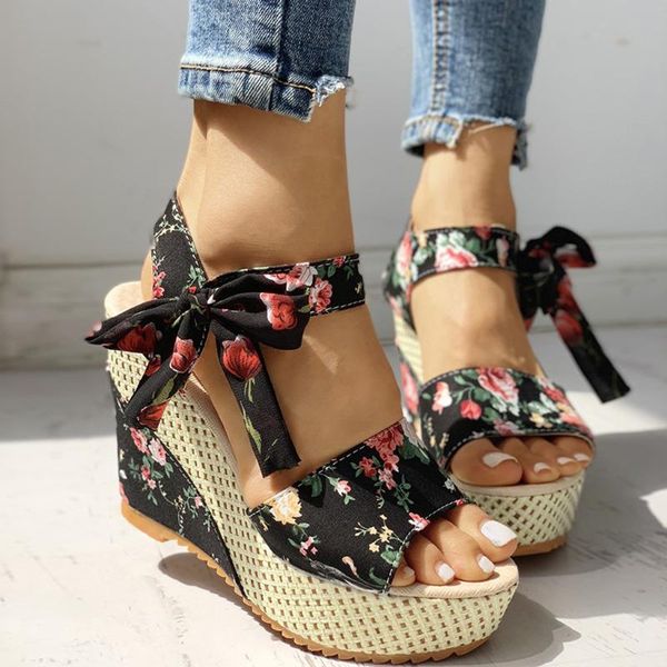 female floral bowknot platform sandals women summer wedge sandals bohemia high heel shoe ankle strap open toe lady shoe#g2, Black
female floral bowknot platform sandals women summer wedge sandals bohemia high heel shoe ankle strap open toe lady shoe#g2, Black