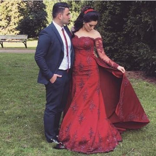 south african burgundy embroidery formal elegant evening dresses 2019 long sleeve off shoulder applique beaded prom dress party vestidos de, Black;red
south african burgundy embroidery formal elegant evening dresses 2019 long sleeve off shoulder applique beaded prom dress party vestidos de, Black;red
