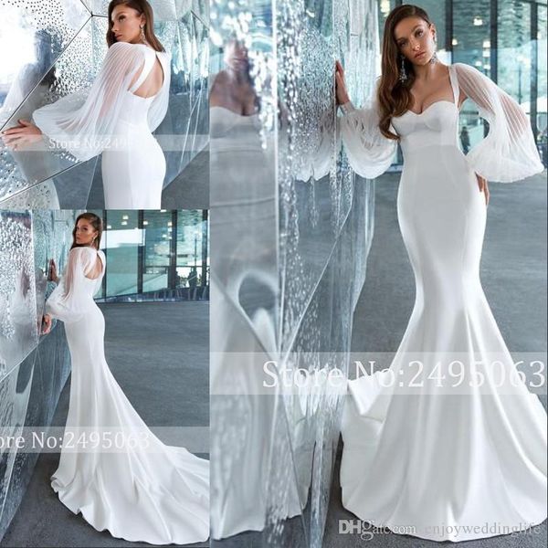 romantic beach mermaid wedding dress elegant sweetheart backless long sleeve satin court train wedding dress bridal gown plus size, White
romantic beach mermaid wedding dress elegant sweetheart backless long sleeve satin court train wedding dress bridal gown plus size, White