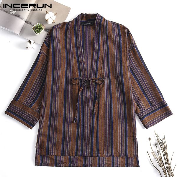 incerun chinese vintage men striped outerwear kimono 3/4 sleeve lace up trench coat windproof men jacket streetwear plus size, Tan;black
incerun chinese vintage men striped outerwear kimono 3/4 sleeve lace up trench coat windproof men jacket streetwear plus size, Tan;black