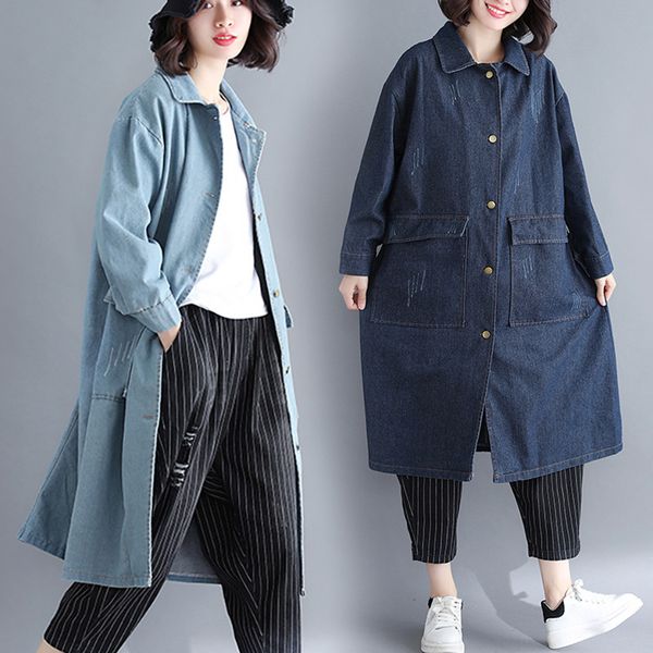 women's jackets 2021 vintage long denim coat women spring autumn large size full sleeve causal jeans single-breasted cardigan overcoat, Black;brown
women's jackets 2021 vintage long denim coat women spring autumn large size full sleeve causal jeans single-breasted cardigan overcoat, Black;brown