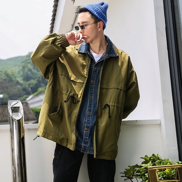 denim stitching jacket men's fashion solid color casual fake two-piece jacket man streetwear hip-hop loose bomber s-4xl, Black;brown
denim stitching jacket men's fashion solid color casual fake two-piece jacket man streetwear hip-hop loose bomber s-4xl, Black;brown