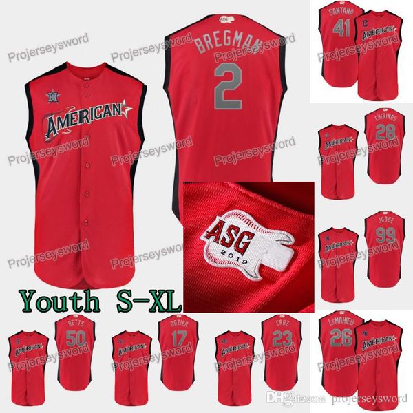 Youth American League Alex Bregman 2019 Game Jersey Hunter Dozier Josh Reddick Robinson Chirinos James McCann Carlos Santana Aaron Judge
Youth American League Alex Bregman 2019 Game Jersey Hunter Dozier Josh Reddick Robinson Chirinos James McCann Carlos Santana Aaron Judge