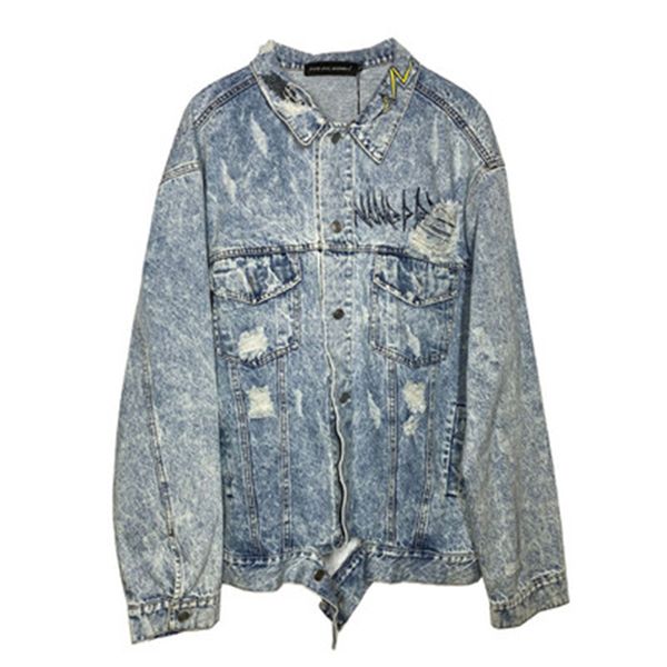 high street men denim jackets trend oversize graffiti letter print hole washed parka clothes sweater outerwear hip hop coats, Black;brown
high street men denim jackets trend oversize graffiti letter print hole washed parka clothes sweater outerwear hip hop coats, Black;brown