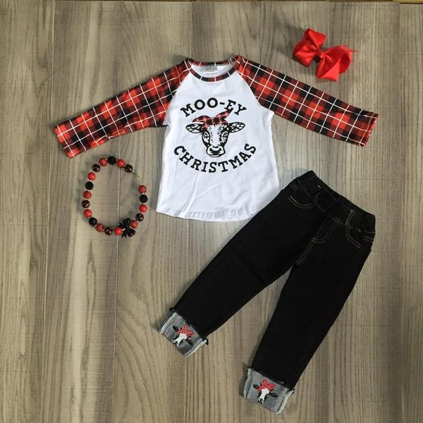 baby girl clothes children christmas outfit cow shirts with plaid sleeve cow jeans girls boutique clothes with accessories, White
baby girl clothes children christmas outfit cow shirts with plaid sleeve cow jeans girls boutique clothes with accessories, White