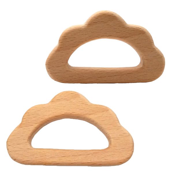 200pcs Natural Beech Wood Cloud Shape Teether Wooden Baby Teether Toy Food Grade Materials Organic Infant Chew Gift