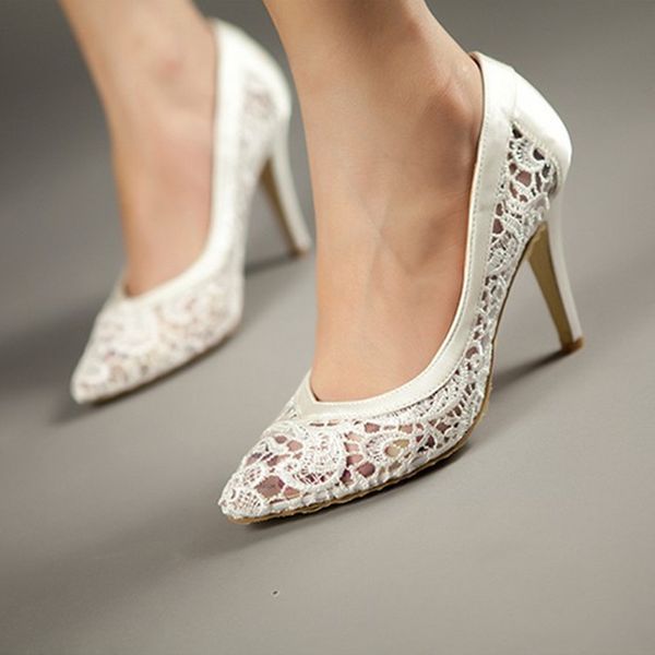 women cutout satin fabric high heels lace wedding shoes shallow mouth pointed toe genuine leather bride pumps, Black
women cutout satin fabric high heels lace wedding shoes shallow mouth pointed toe genuine leather bride pumps, Black