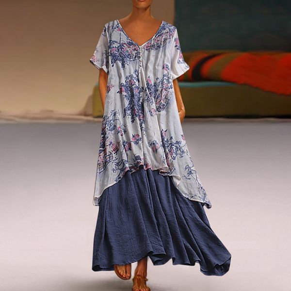 feitong women vintage bohemian loose summer dress ladies elegant floral dress short sleeve v-neck summer robe longue femme, Black;gray
feitong women vintage bohemian loose summer dress ladies elegant floral dress short sleeve v-neck summer robe longue femme, Black;gray
