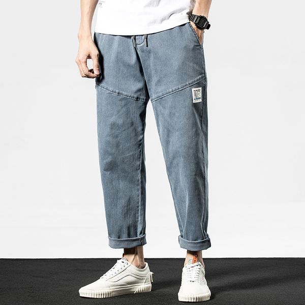 summer mens straight leg loose fitting oversized jeans drawstring solid pocket male designer trousers pencil pants, Blue
summer mens straight leg loose fitting oversized jeans drawstring solid pocket male designer trousers pencil pants, Blue