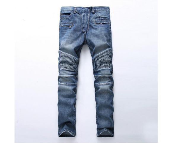 distressed ripped jeans fashion designer straight motorcycle biker jeans causal denim pants streetwear style mens jeans, Blue
distressed ripped jeans fashion designer straight motorcycle biker jeans causal denim pants streetwear style mens jeans, Blue