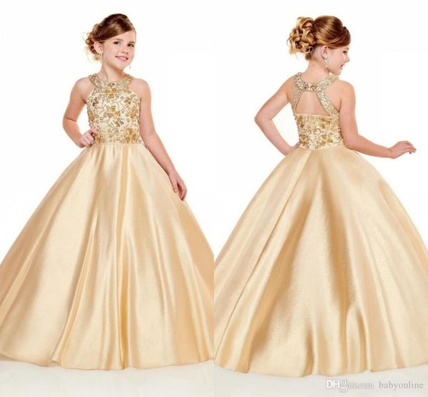 new arrival girls pageant dresses halter neck a line gold beads crystals long toddler kids formal party prom gowns flower girl wear, White;red
new arrival girls pageant dresses halter neck a line gold beads crystals long toddler kids formal party prom gowns flower girl wear, White;red