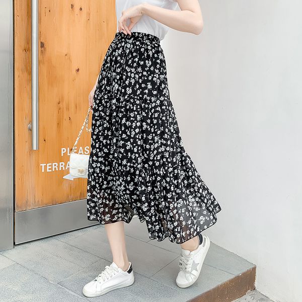 2019 summer high waist long chiffon half-body skirt printing fish tail skirt shivering longuette, Black
2019 summer high waist long chiffon half-body skirt printing fish tail skirt shivering longuette, Black