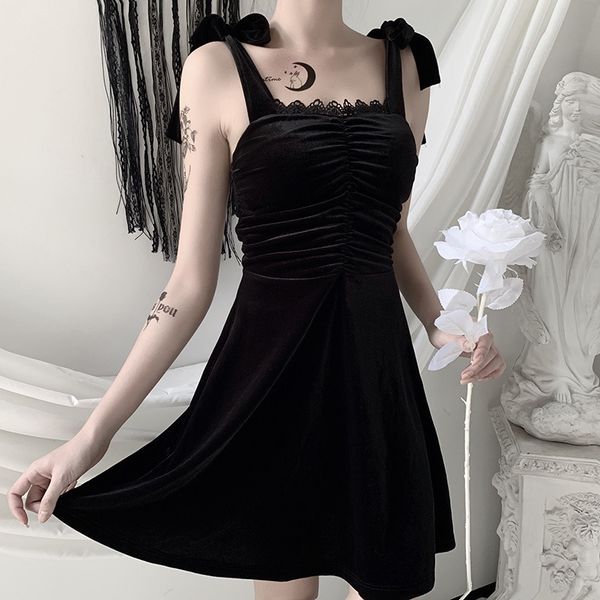 nclagen 2020 gothic dark style girls bow bandage lace patchwork a line mini dress front pleated party clubwear velour vestidos, Black;gray
nclagen 2020 gothic dark style girls bow bandage lace patchwork a line mini dress front pleated party clubwear velour vestidos, Black;gray