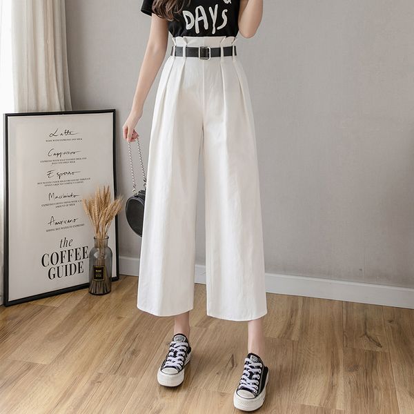women pants casual high waist pockets belt wide leg pants summer new elastic waist straight solid loose female black, Black;white
women pants casual high waist pockets belt wide leg pants summer new elastic waist straight solid loose female black, Black;white