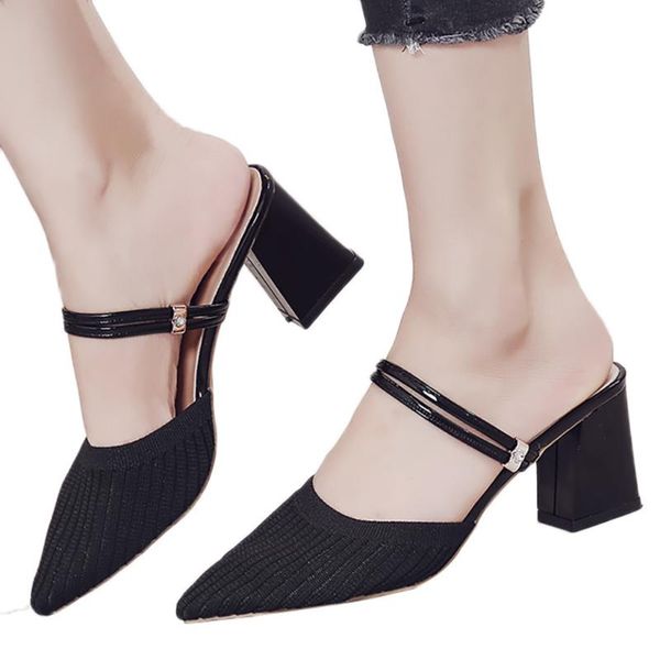 sagace women sandals summer ladies solid color pointed thick high-heeled mesh sandals casual two wear women slippers, Black
sagace women sandals summer ladies solid color pointed thick high-heeled mesh sandals casual two wear women slippers, Black