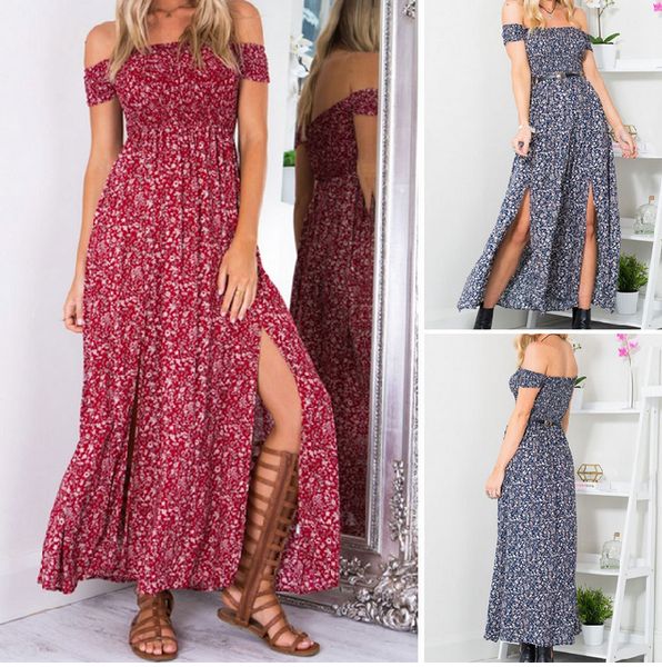wholesale explosions fashion women's summer floral floral word collar off-shoulder split dress, Black;gray
wholesale explosions fashion women's summer floral floral word collar off-shoulder split dress, Black;gray