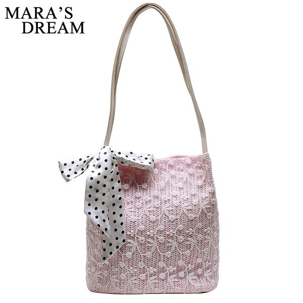 mara's dream 2020 new summer casual fashion korean wild scarf shoulder bag fashion straw bucket bag