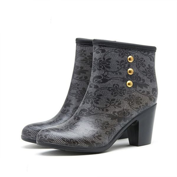 new winter breathable rain boots women high-heel wellies rain boots women water shoes overshoes, Black
new winter breathable rain boots women high-heel wellies rain boots women water shoes overshoes, Black
