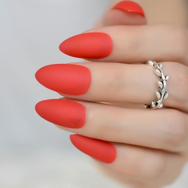 false nails 2021 matte red stiletto fake almond pointed press on oval nail full cover artificial nep nagels, Red;gold
false nails 2021 matte red stiletto fake almond pointed press on oval nail full cover artificial nep nagels, Red;gold