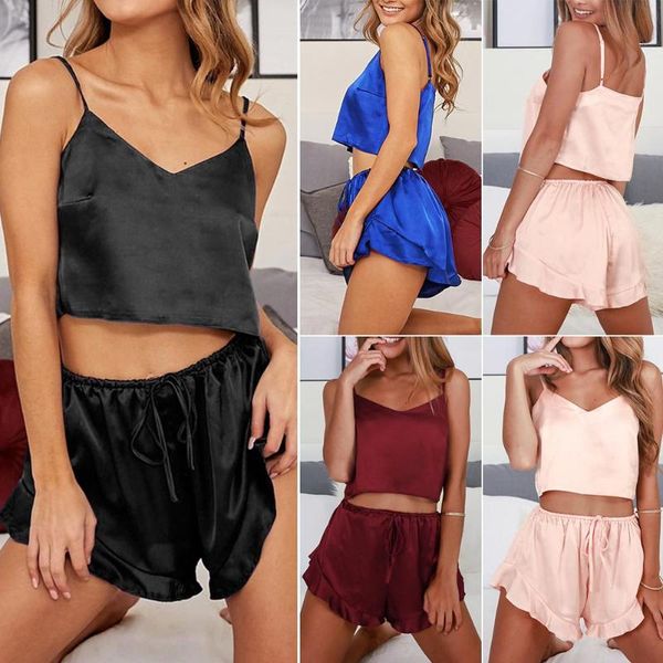 pajama sets sleepwear v-neck strappy soft nightwear summer silk adjustable, Blue;gray
pajama sets sleepwear v-neck strappy soft nightwear summer silk adjustable, Blue;gray