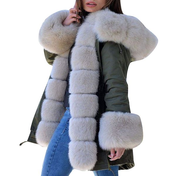 klv womens casual long sleeves cotton faux fur green coat winter jacket parka hooded solid fishtail female overcoat z1126, Black
klv womens casual long sleeves cotton faux fur green coat winter jacket parka hooded solid fishtail female overcoat z1126, Black