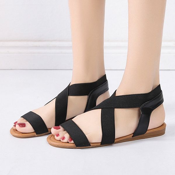 monerffi summer women flat sandals criss-cross open toe wide elastic shoes large size 36-41, Black
monerffi summer women flat sandals criss-cross open toe wide elastic shoes large size 36-41, Black