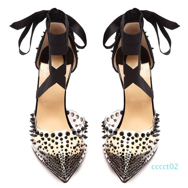 red bottom high heels women pointed toe pvc rivets mechante reine ankle wrap around ribbons pump studded covered heel wedding party 02ct, Black
red bottom high heels women pointed toe pvc rivets mechante reine ankle wrap around ribbons pump studded covered heel wedding party 02ct, Black