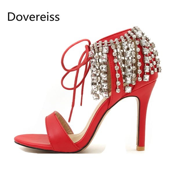 dovereiss fashion women's shoes summer new elegant pure color red mature crystal rhinestone narrow band sandals big size 46, Black
dovereiss fashion women's shoes summer new elegant pure color red mature crystal rhinestone narrow band sandals big size 46, Black