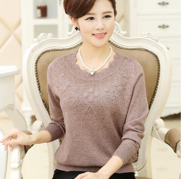 fall 2019 autumn winter middle-aged mother knitting sweater ladies plus size pullover female long sleeve blusa tricot s740, White;black
fall 2019 autumn winter middle-aged mother knitting sweater ladies plus size pullover female long sleeve blusa tricot s740, White;black