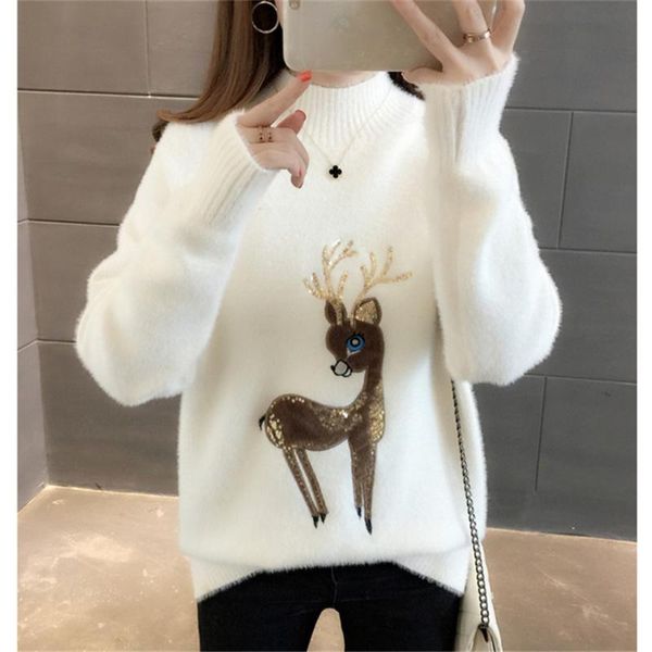 turtleneck sweaters women winter fashion thick warm faux mink cashmere pullovers sweater female casual knit jumper, White;black
turtleneck sweaters women winter fashion thick warm faux mink cashmere pullovers sweater female casual knit jumper, White;black