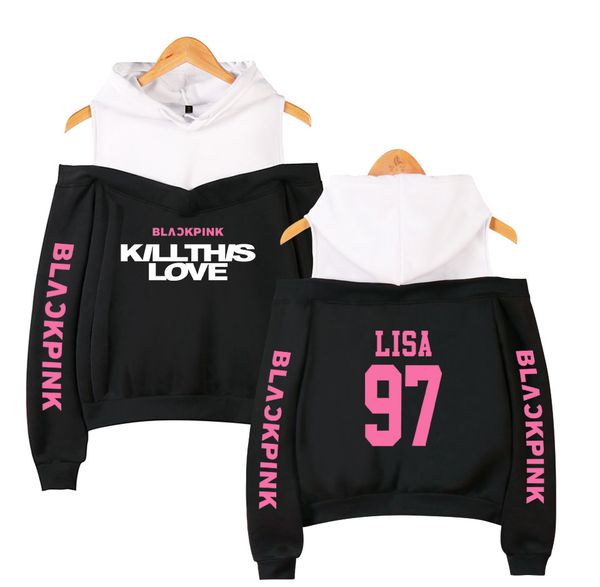 2019 blackpink new kill this love hooded sweatshirt printing women's hip hop casual long-sleeved off-shoulder hoodies, Black
2019 blackpink new kill this love hooded sweatshirt printing women's hip hop casual long-sleeved off-shoulder hoodies, Black
