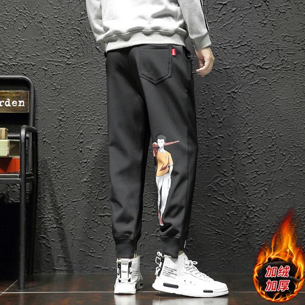 men's pants fashion hong kong style character printing plus velvet sweat youth casual warm harem sweatpants, Black
men's pants fashion hong kong style character printing plus velvet sweat youth casual warm harem sweatpants, Black
