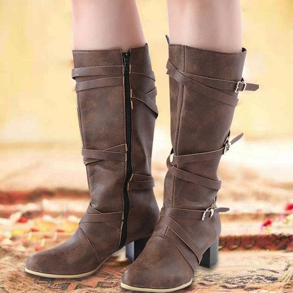 buckle strap women's boots casual pointed toe side zip bare knight boots fashion square heel middle tube booties botas mujer, Black
buckle strap women's boots casual pointed toe side zip bare knight boots fashion square heel middle tube booties botas mujer, Black