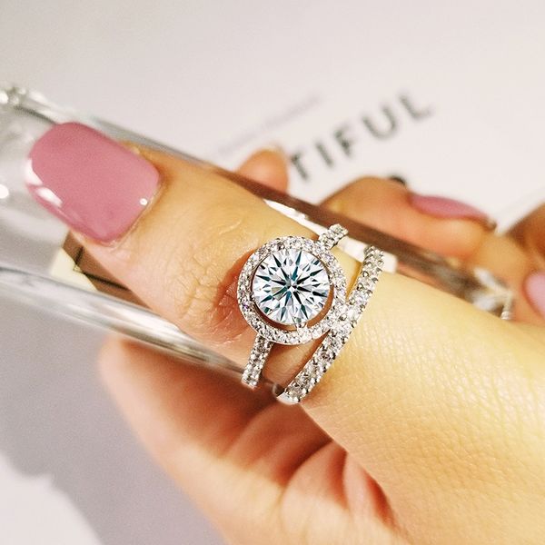 2019 new halo 925 sterling silver wedding ring set for women lady anniversary gift jewelry wholesale moonso r5120
2019 new halo 925 sterling silver wedding ring set for women lady anniversary gift jewelry wholesale moonso r5120